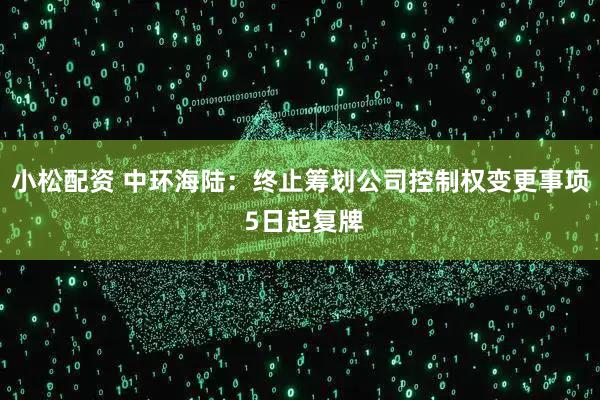 小松配资 中环海陆：终止筹划公司控制权变更事项 5日起复牌